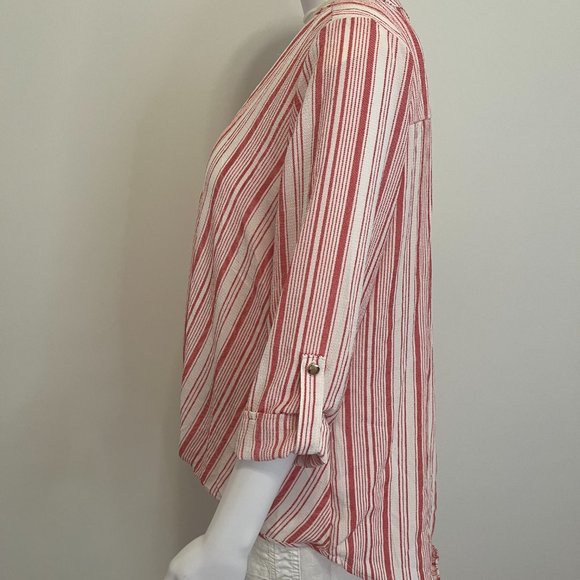 Always Indigo Blouse Women's Large Red and White Striped - Picture 4 of 8